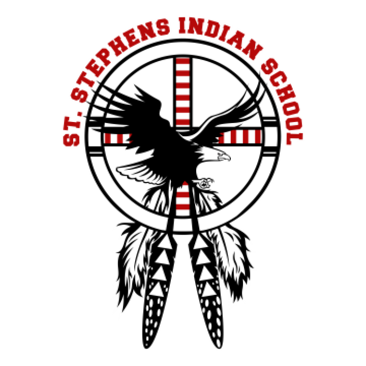 St Stephens logo featuring an eagle in the center, feathers and traditional symbols and colors representing the school's indigenous heritage and identity.